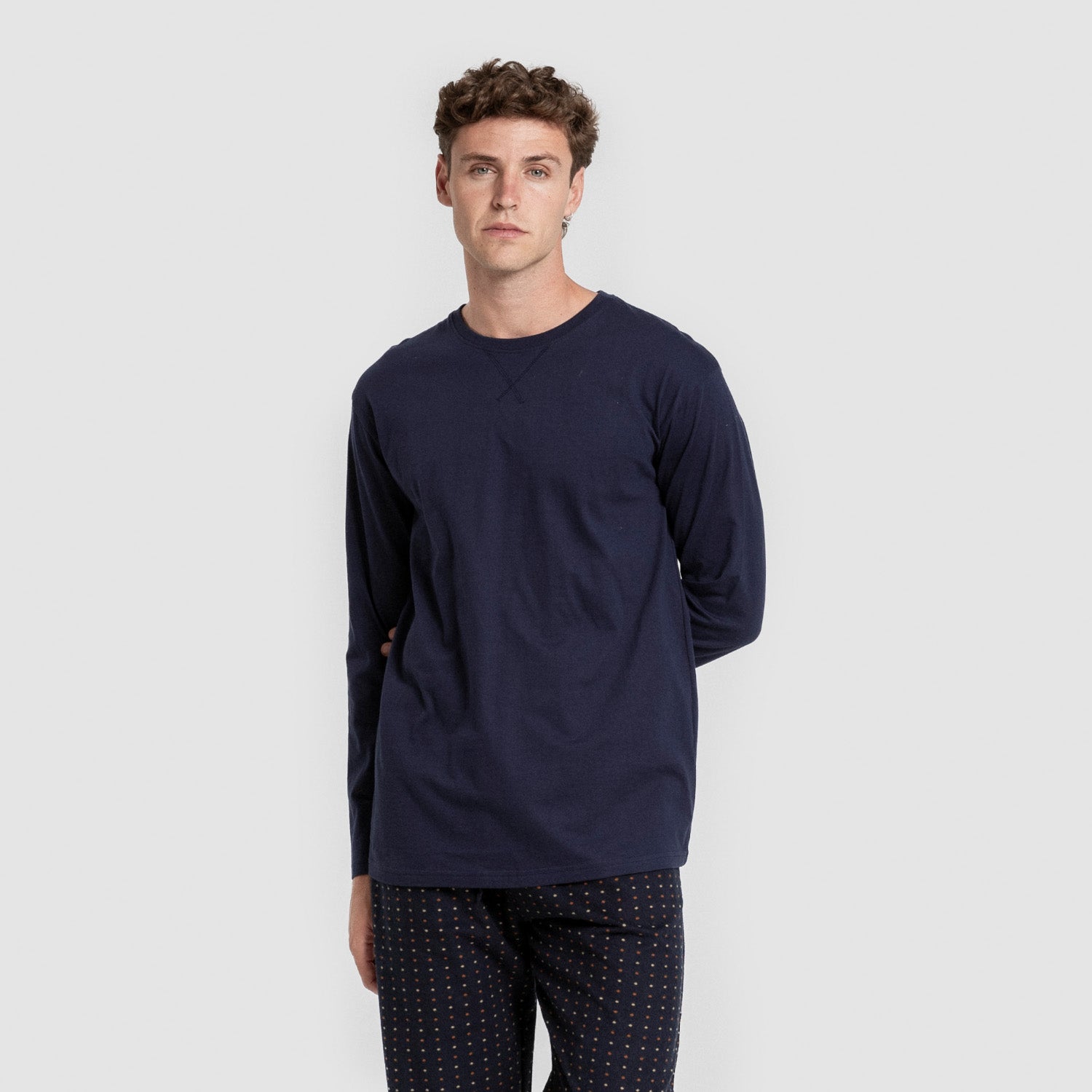 Pijama hombre franela Monclova azul marino