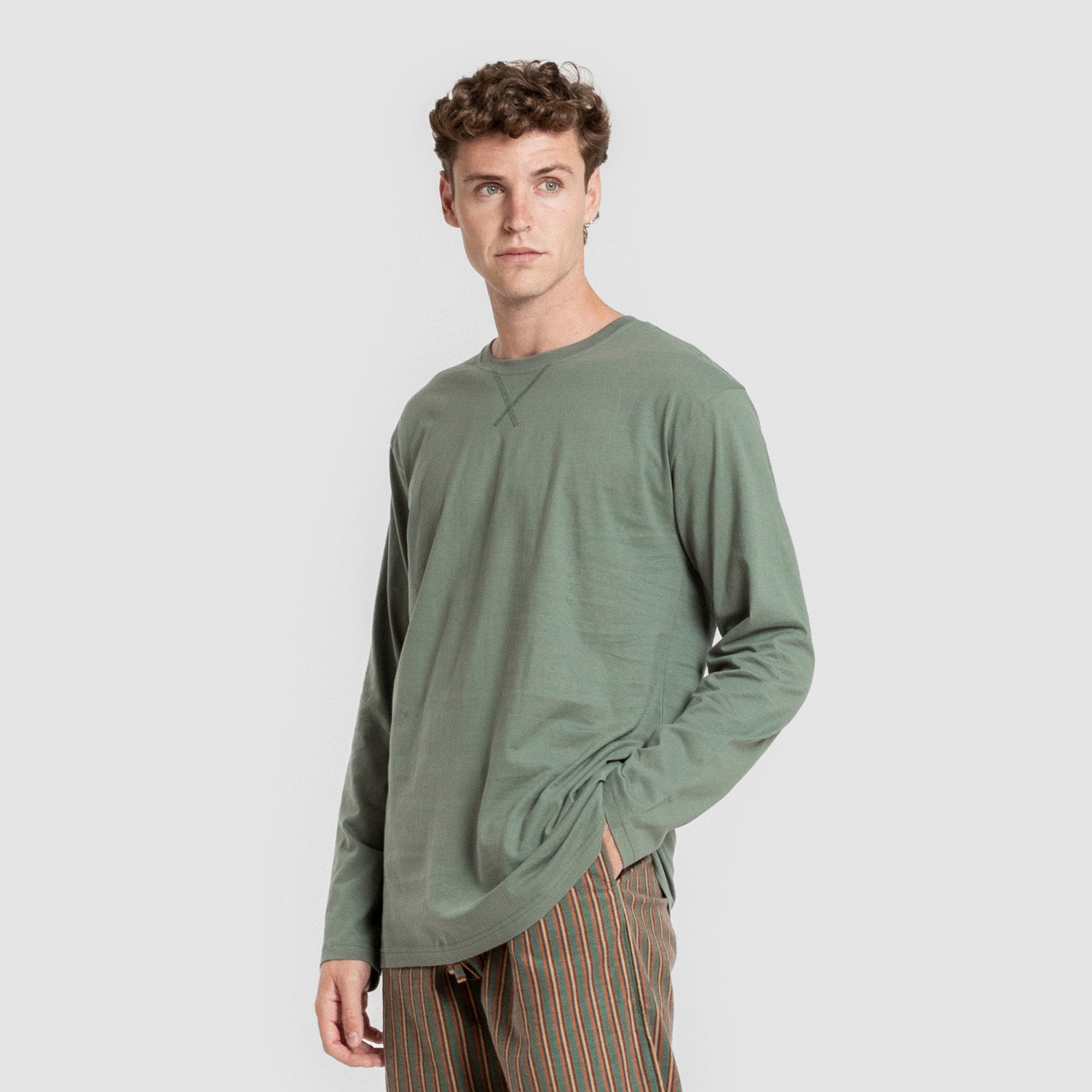 Pijama hombre franela Raya Vermont verde