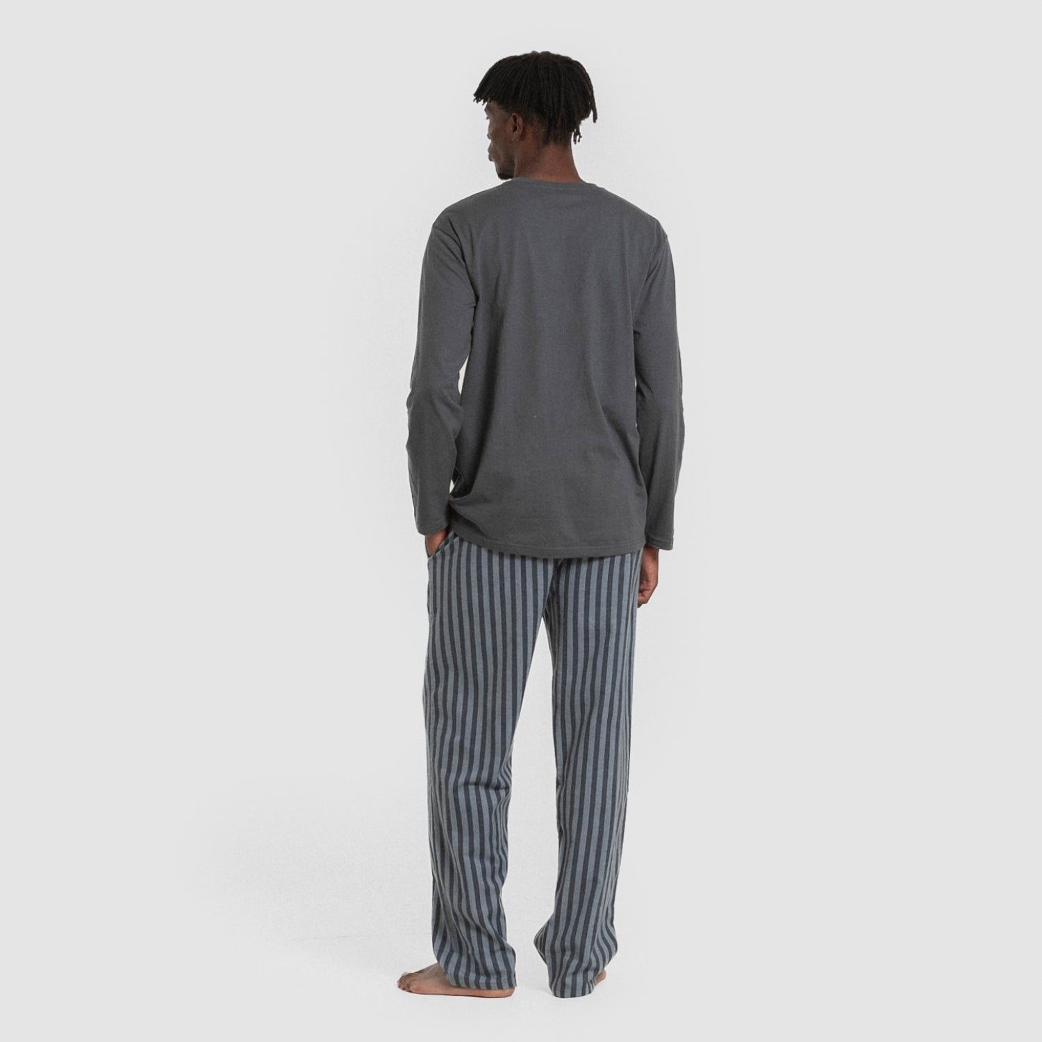 Pijama hombre franela Raya Vinicius verde azulado