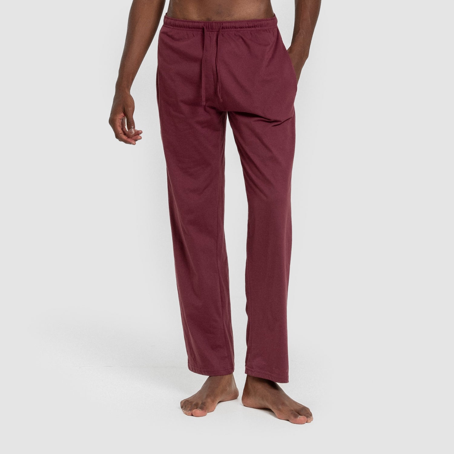 Pijama largo hombre con botones topo - burdeos