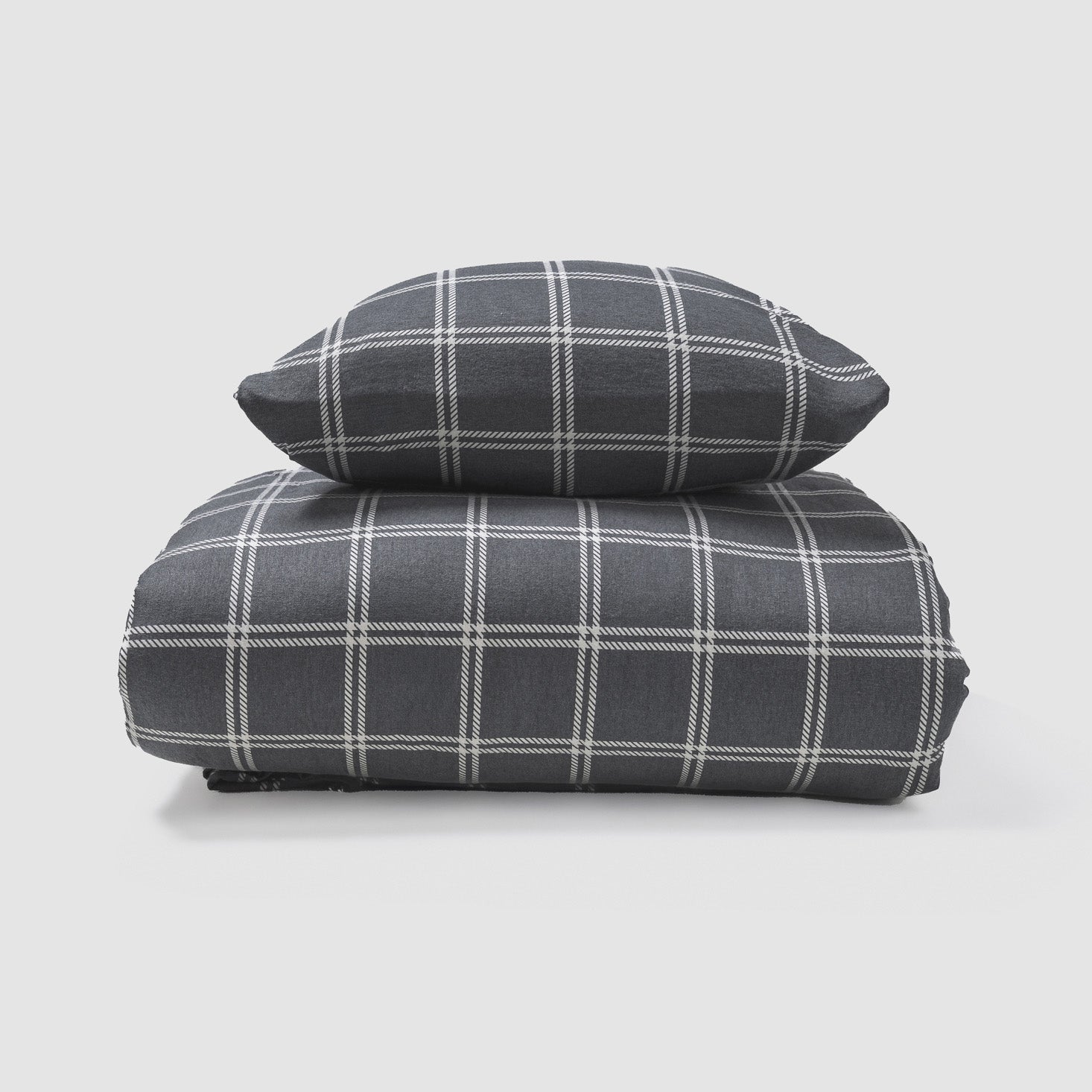 Capa de edredão flanela Cuadro Nitari cinzento-claro