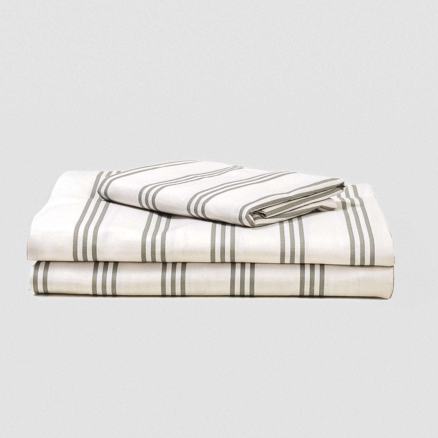 Juego de sábanas algodón Raya Amunia verde seco