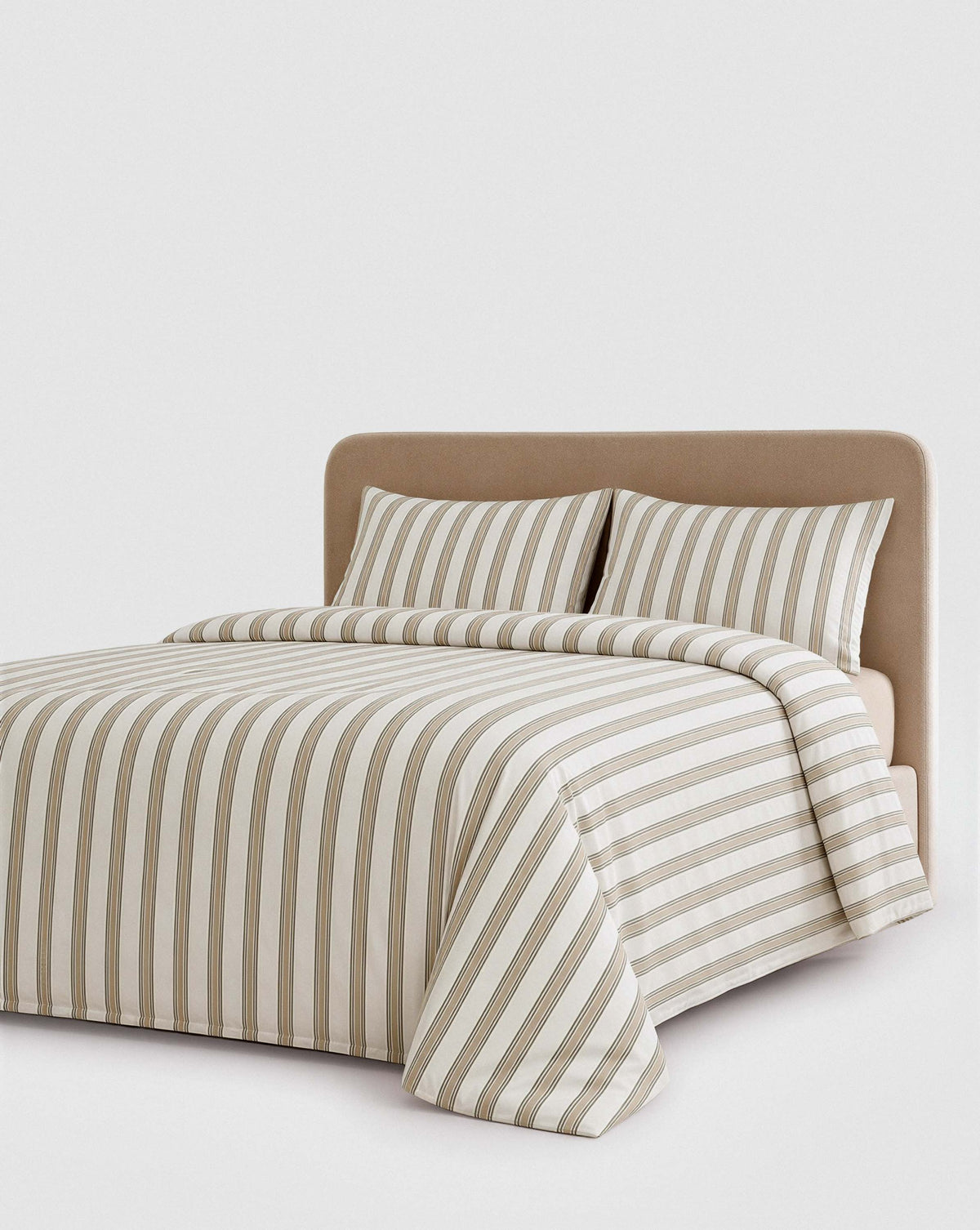 Raya Sitges cotton duvet cover, dry green - taupe