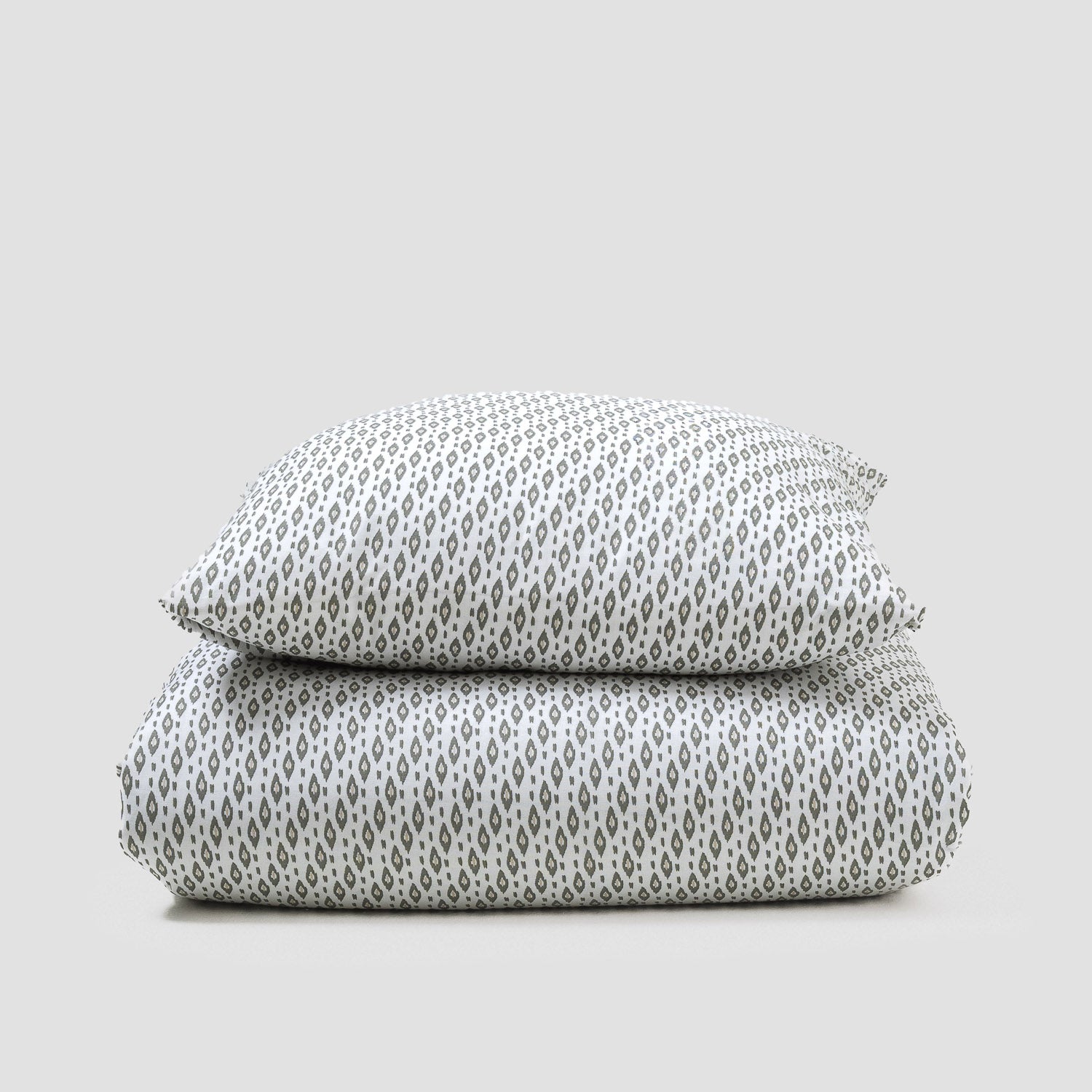 Funda nórdica algodón Nerdana verde seco - topo