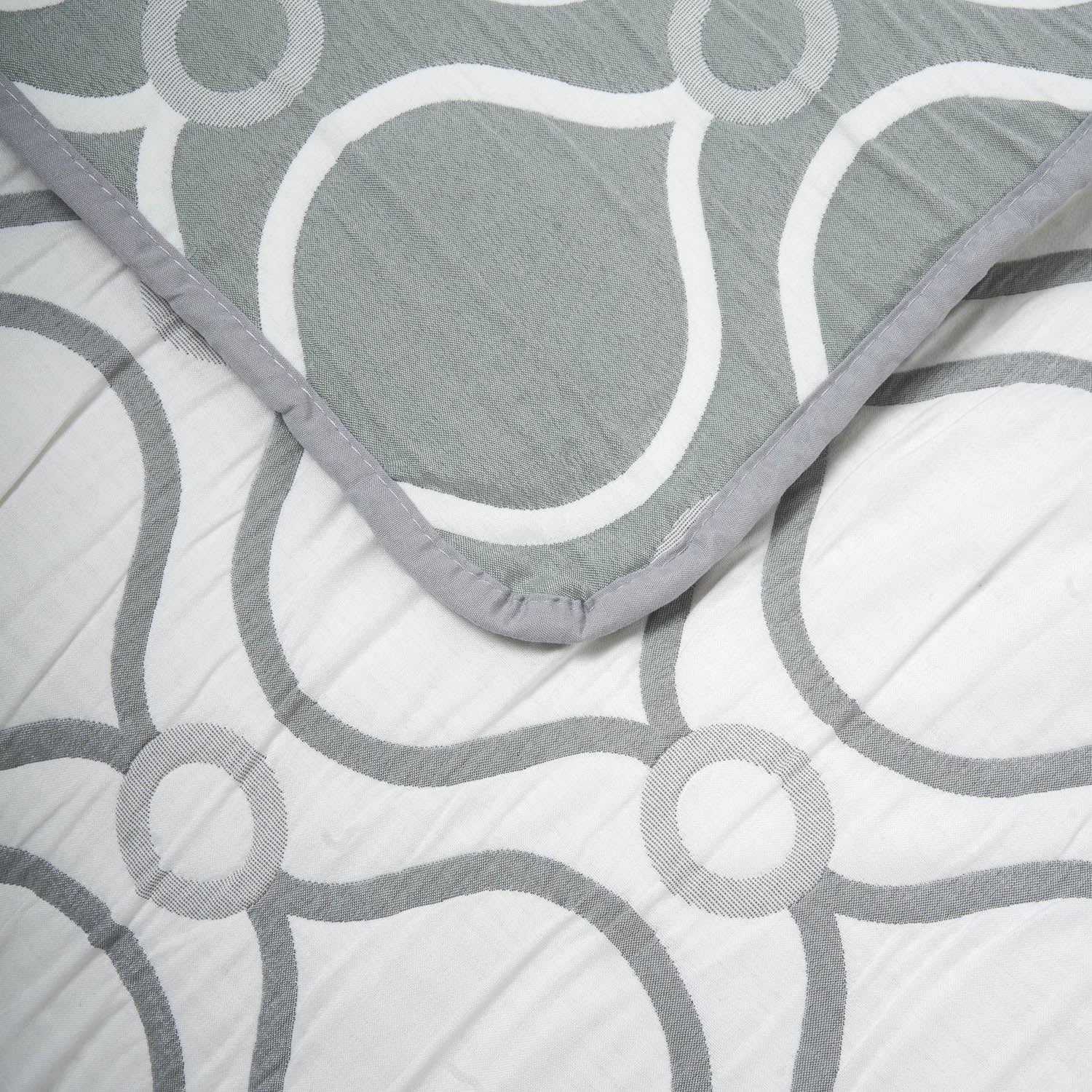 Colcha doble tela jacquard pagoda verde seco