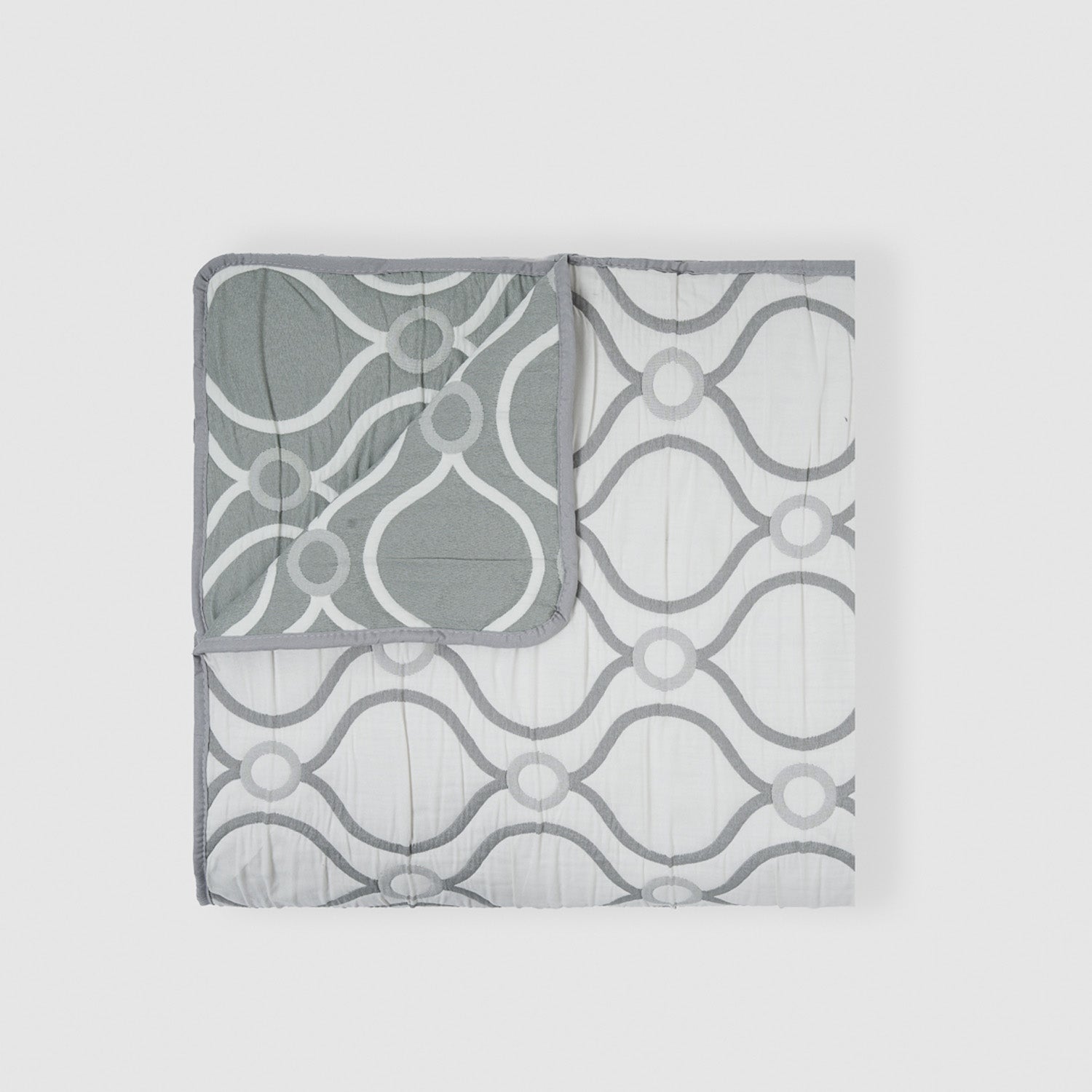 Colcha doble tela jacquard pagoda verde seco