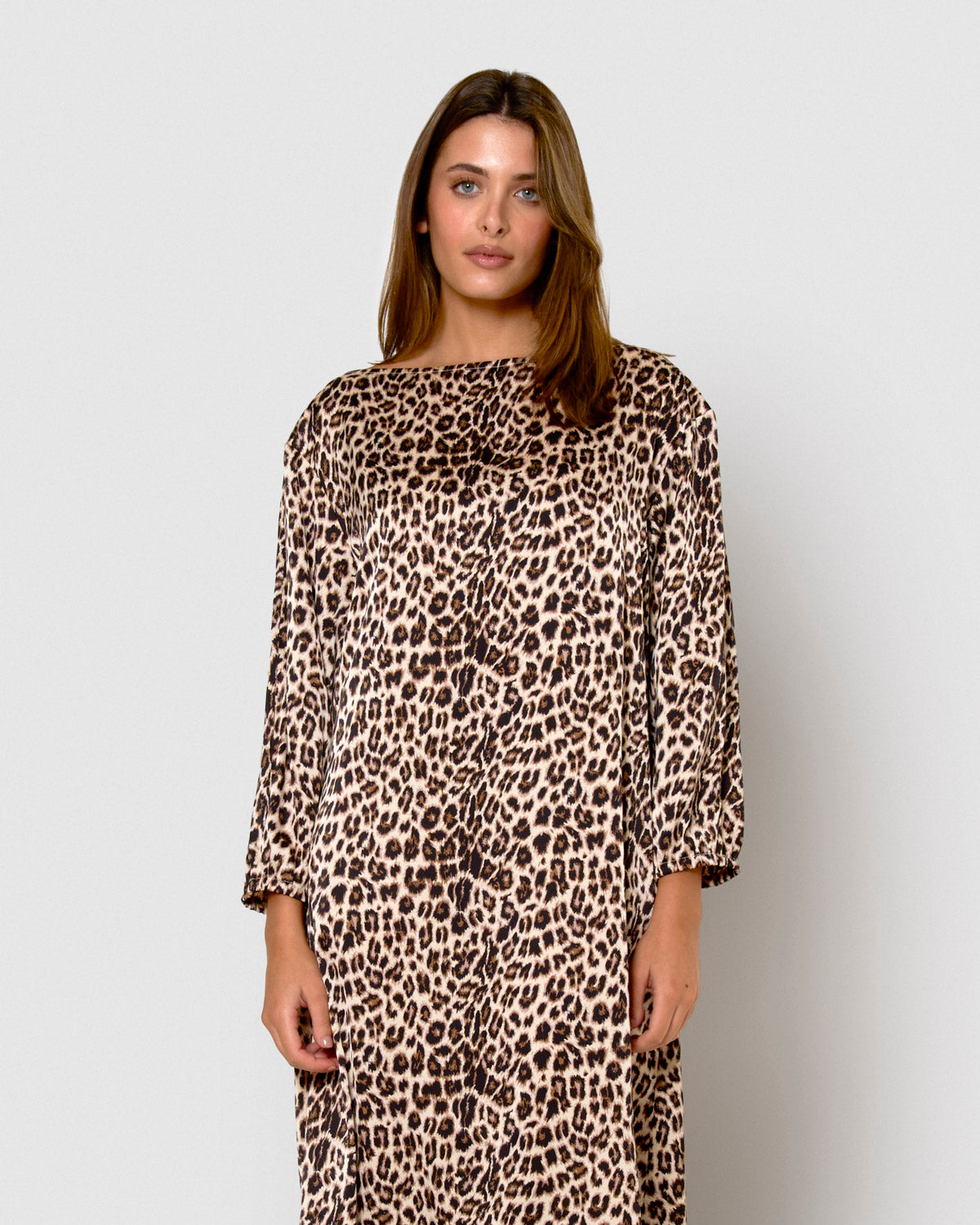 Long brown satin dress