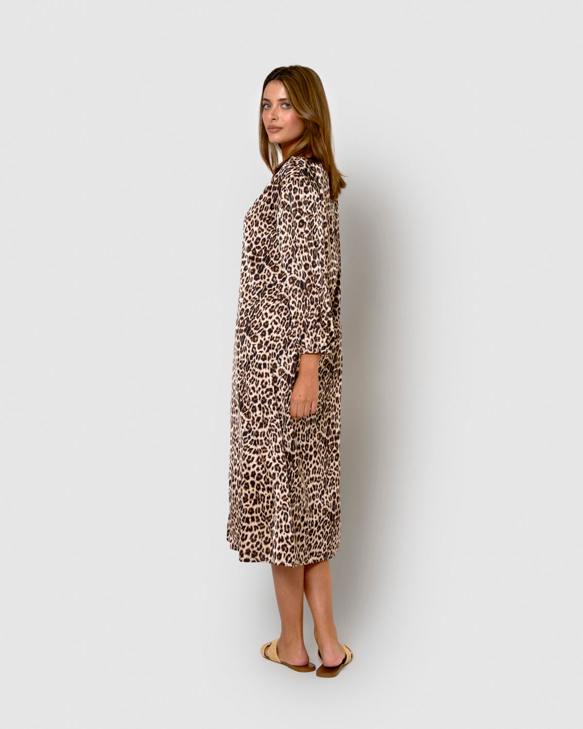 Long brown satin dress