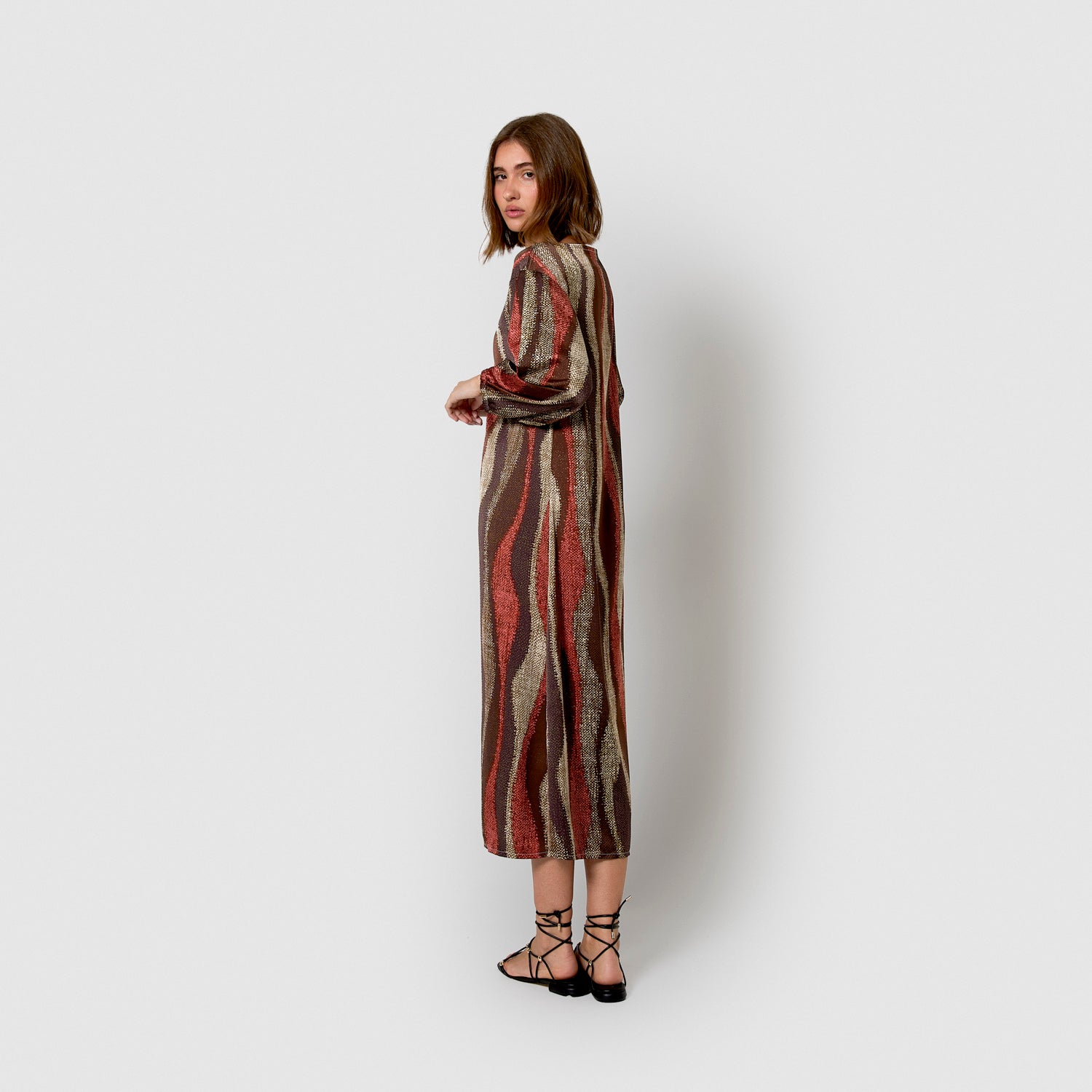 Robe longue satinée, sahana chasse vert