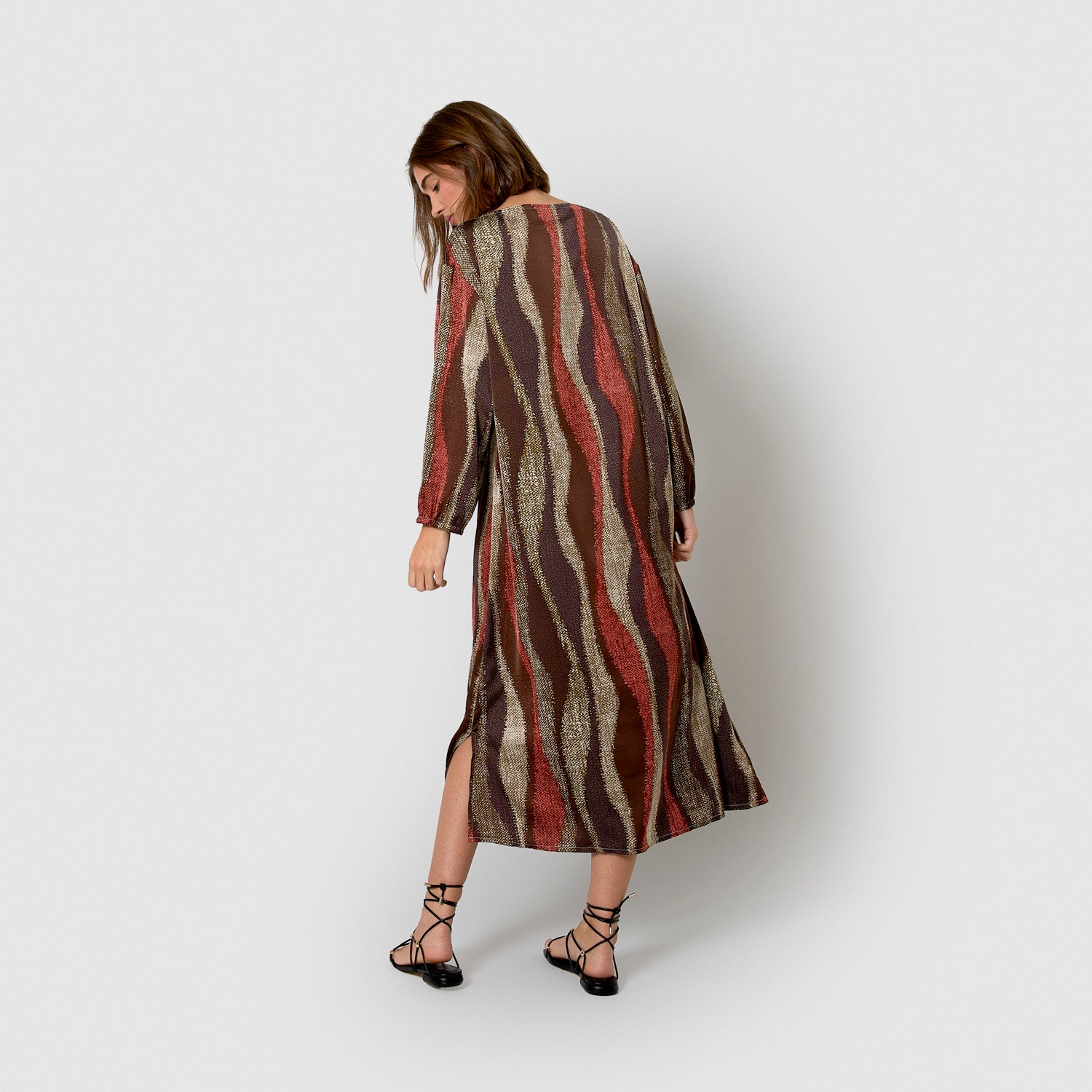 Robe longue satinée, sahana chasse vert