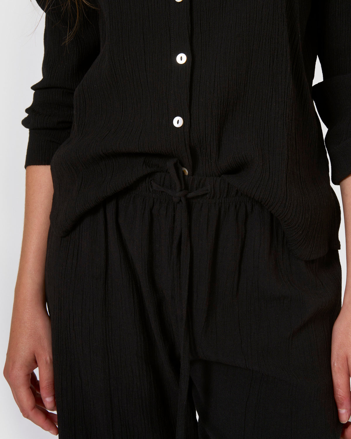 Black cotton linen trousers