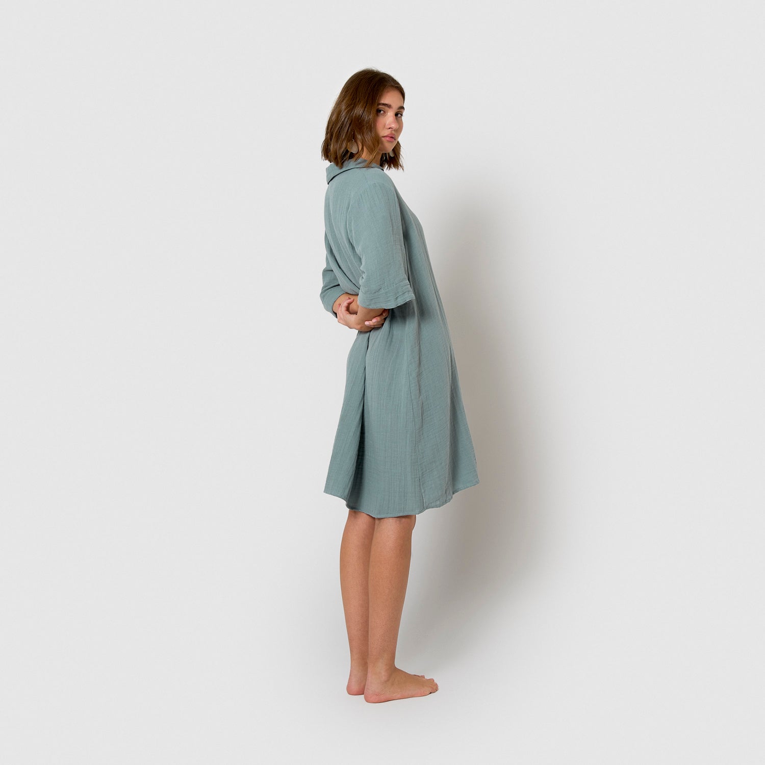 Vestido corto muselina índigo