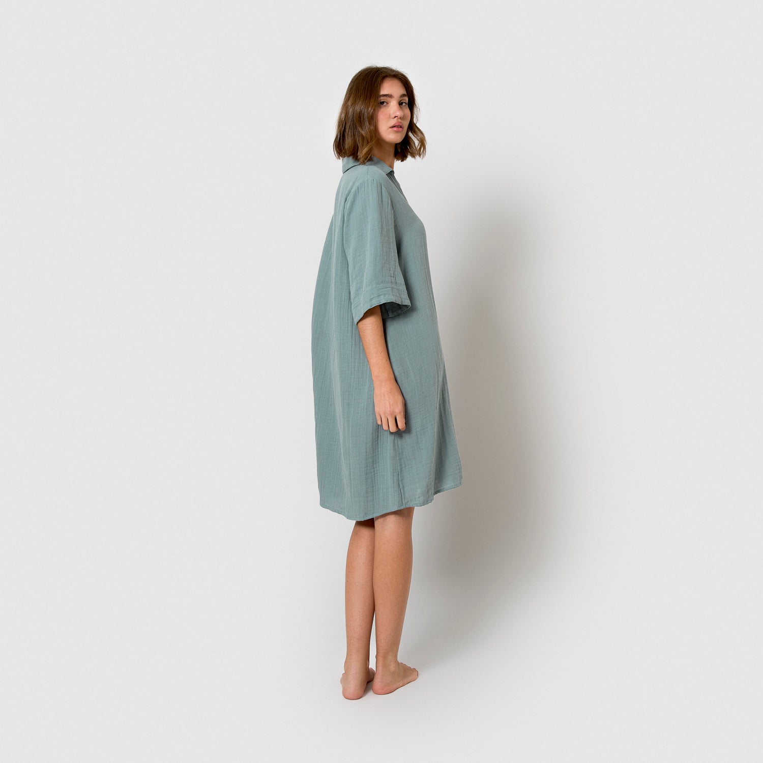 Vestido corto muselina índigo