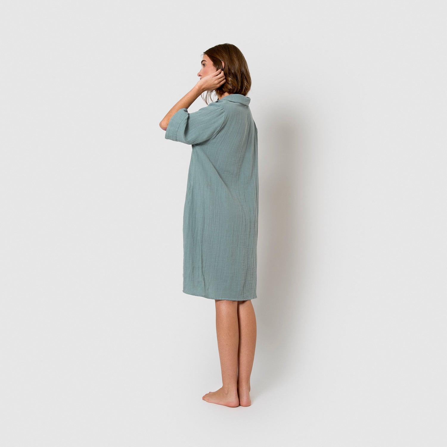 Vestido corto muselina índigo