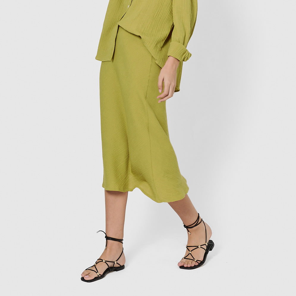 Falda midi evasé de algodón flex lima