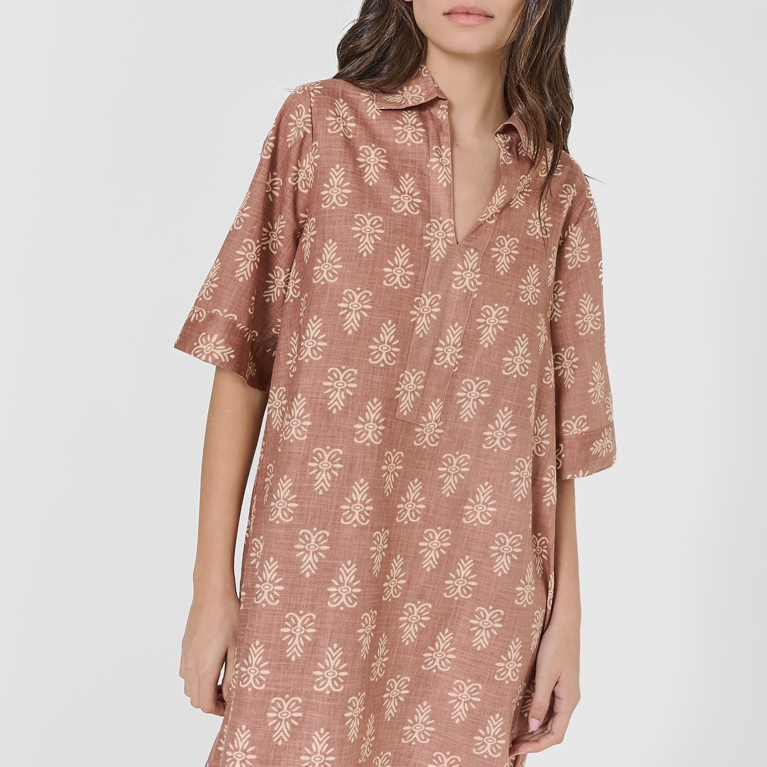 robe-chemise courte, rosette de jardin en fil