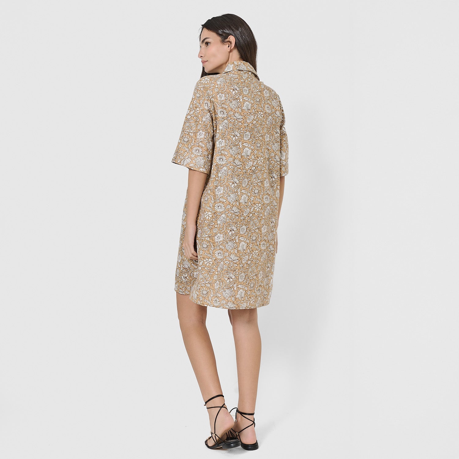 Robe courte camisero hilo mastella ocre