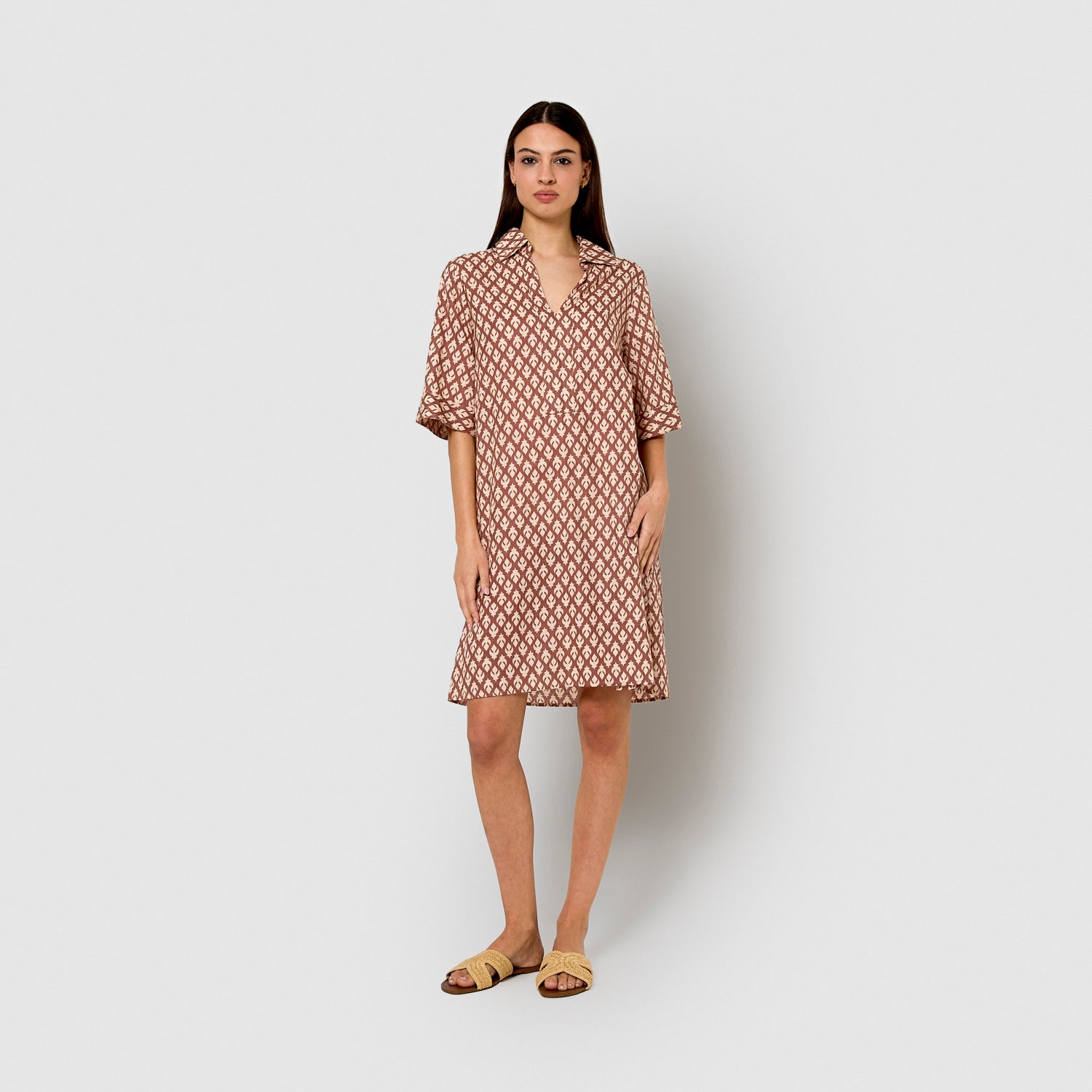 Vestido corto camisero hilo sheet caldera