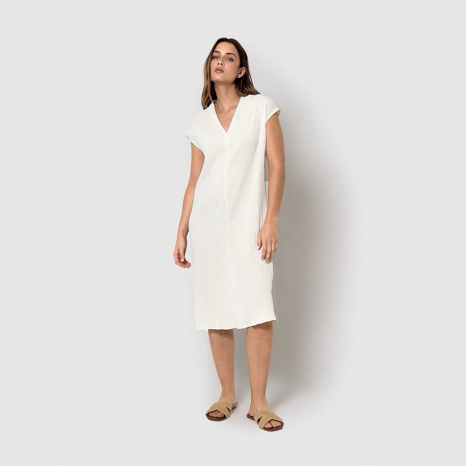 Vestido corto algodón flex natural