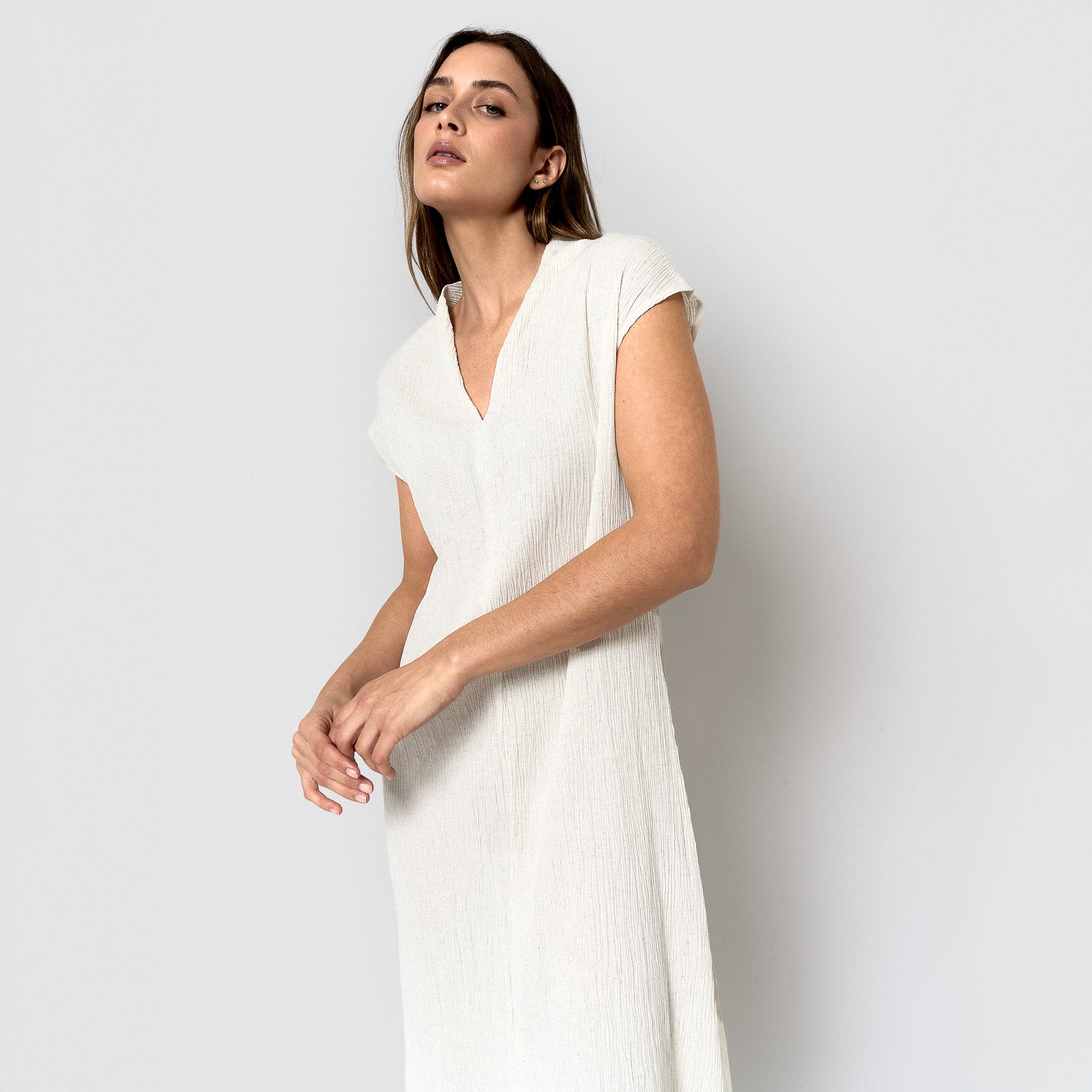 Vestido corto algodón flex natural