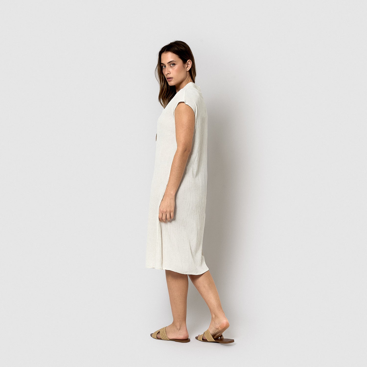 Vestido corto algodón flex natural