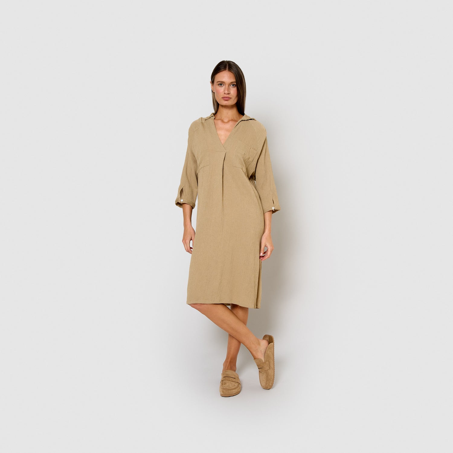 Vestido midi algodón lino cuerda