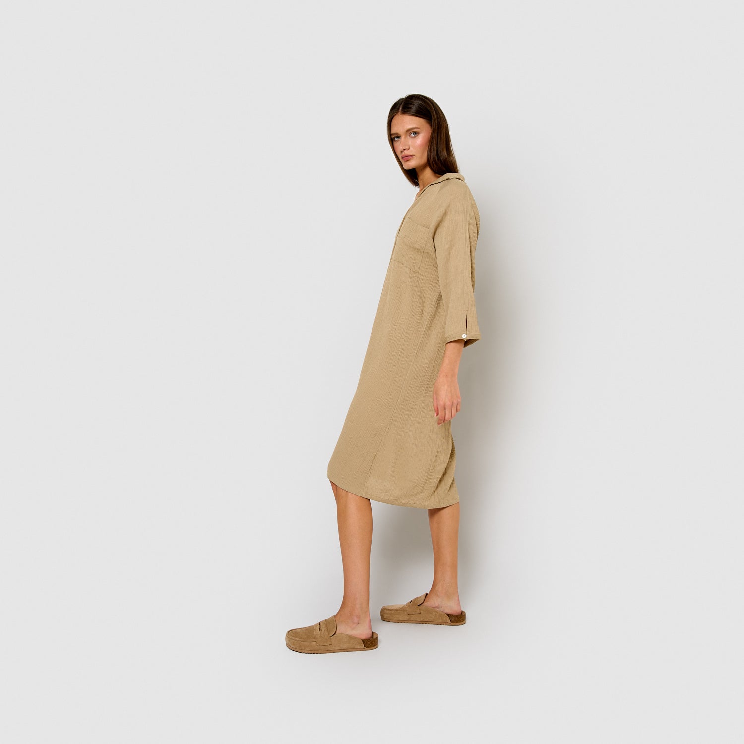 Vestido midi algodón lino cuerda