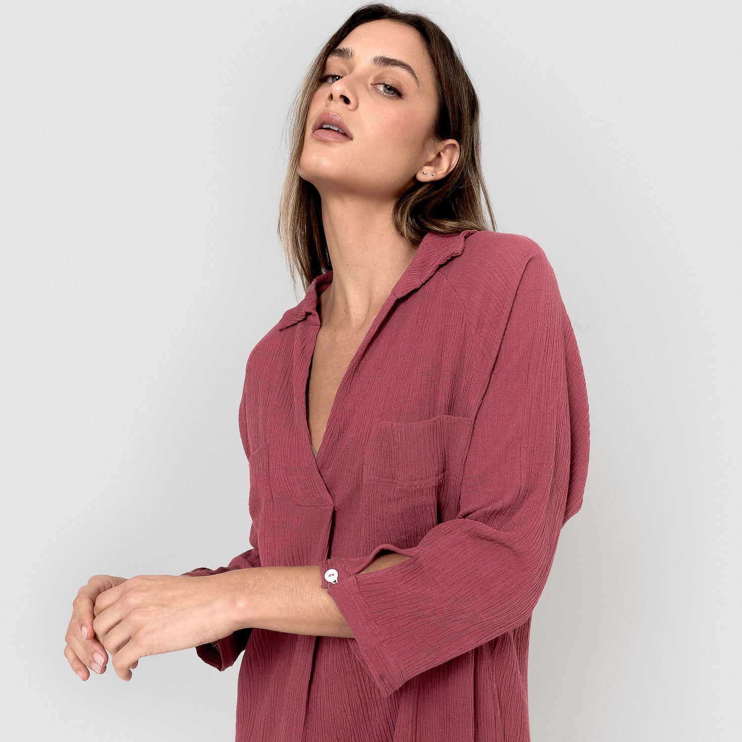 Vestido midi algodón flex malva/rosa