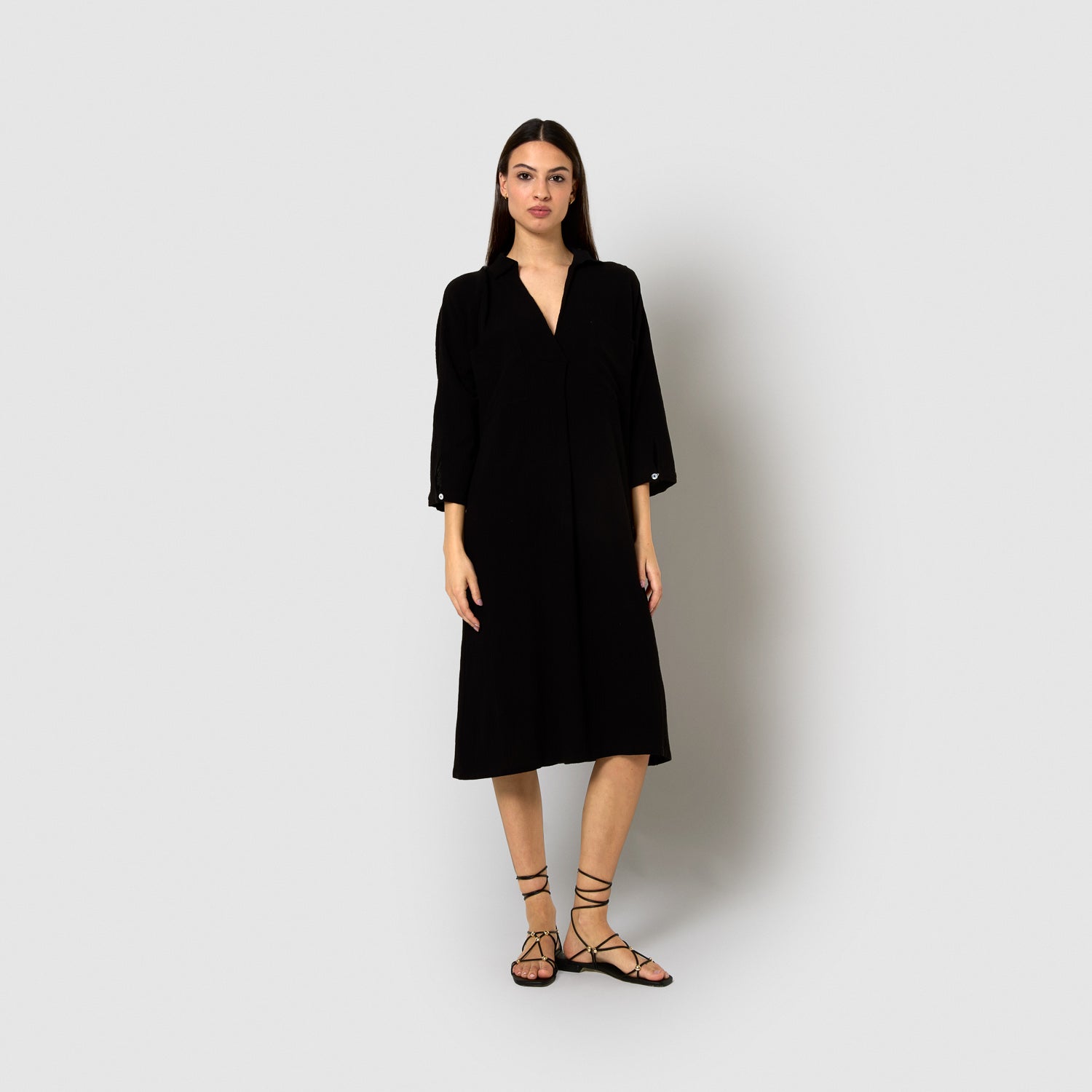 Vestido midi algodón flex negro