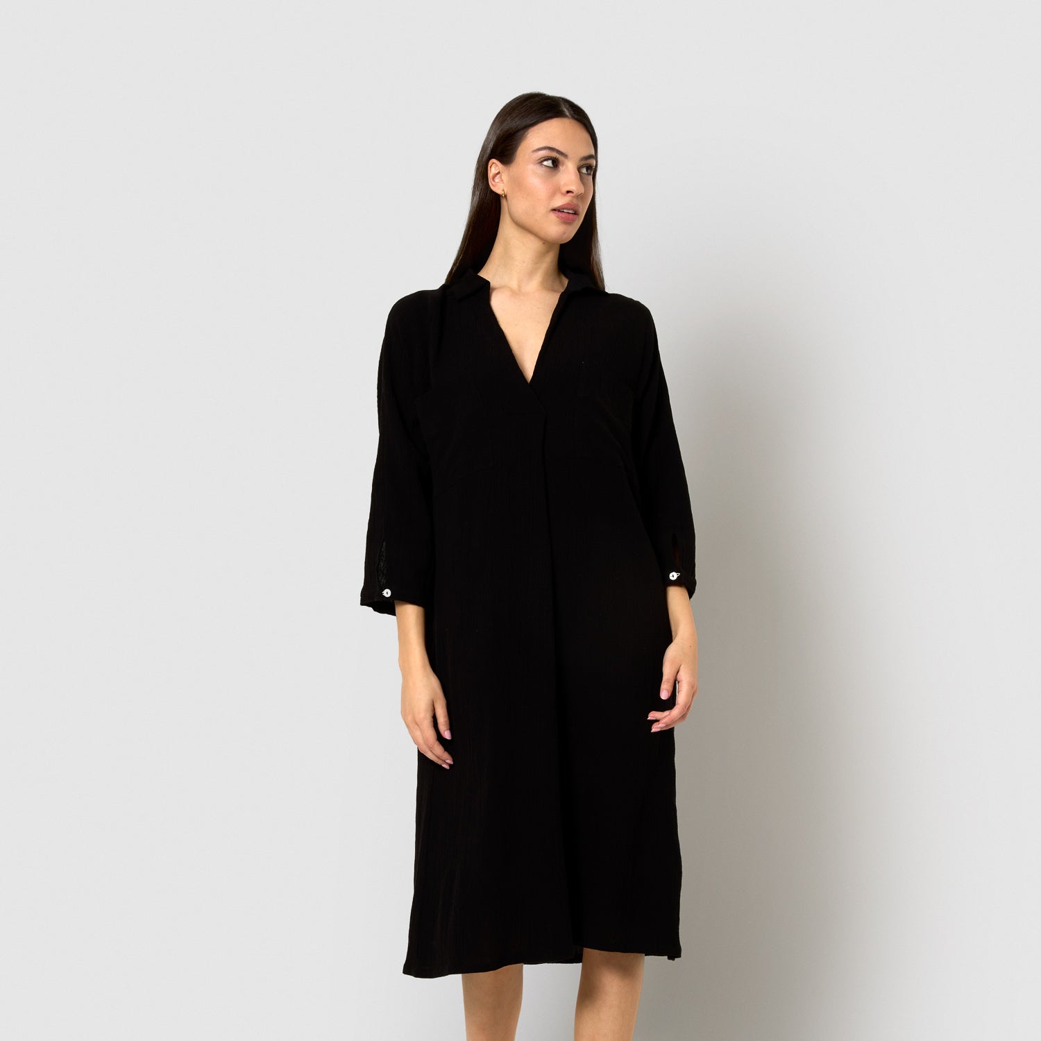 Vestido midi algodón flex negro