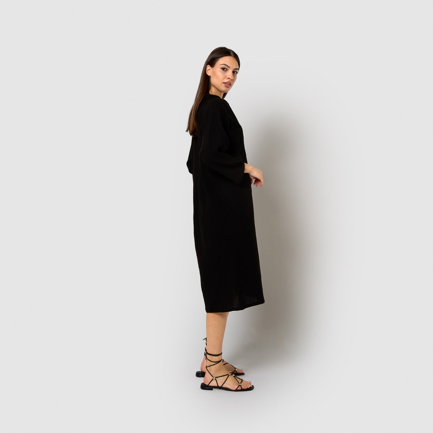 Vestido midi algodón flex negro