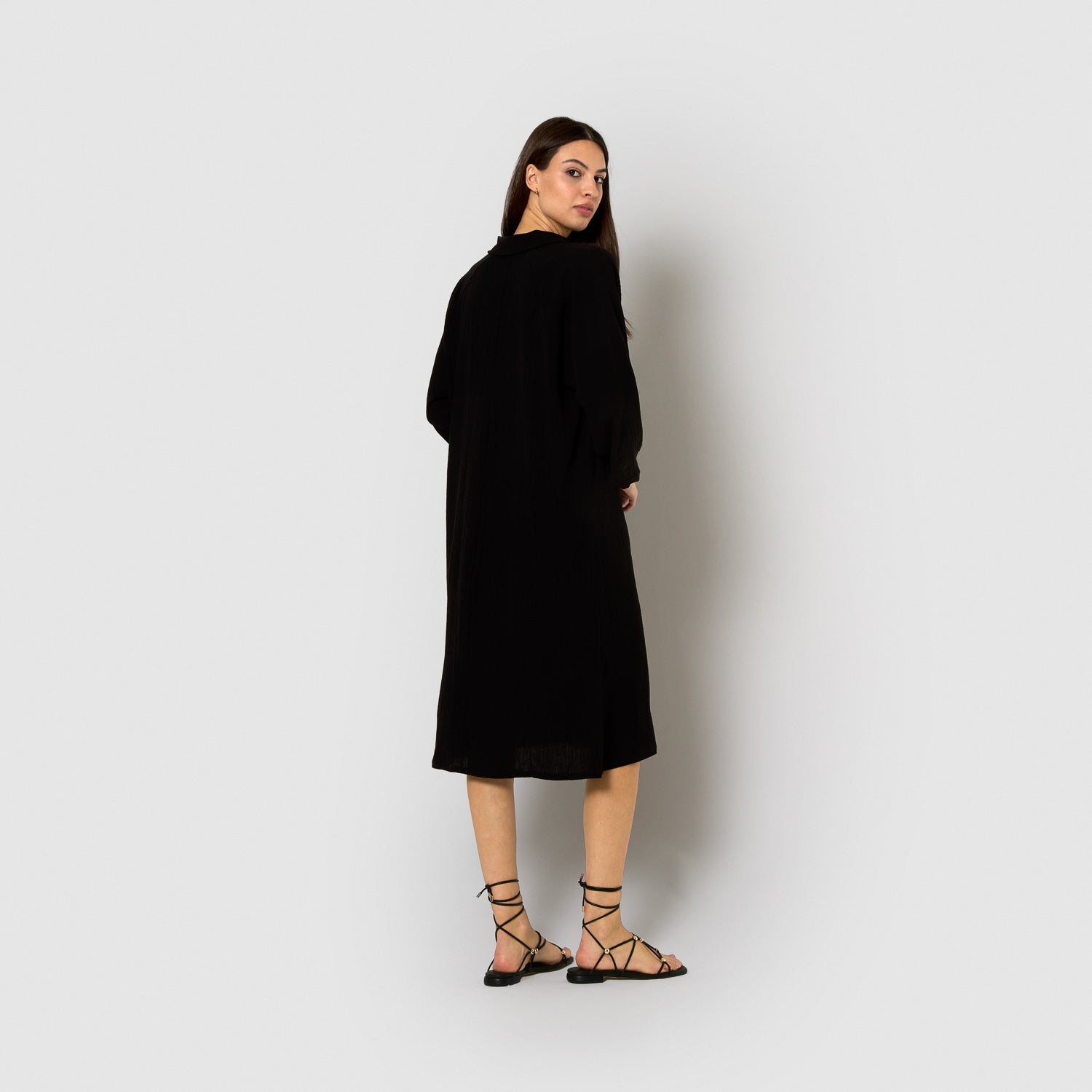 Vestido midi algodón flex negro