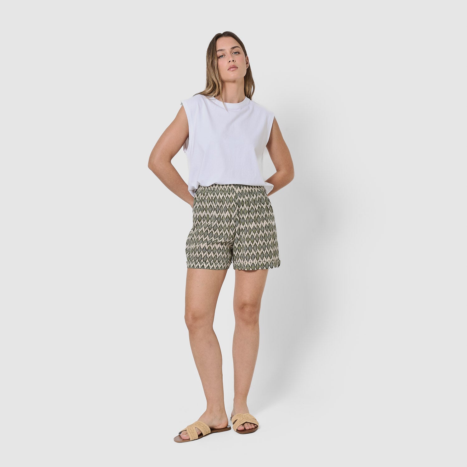 Pantalón corto viscosa bambula detroit verde cacería