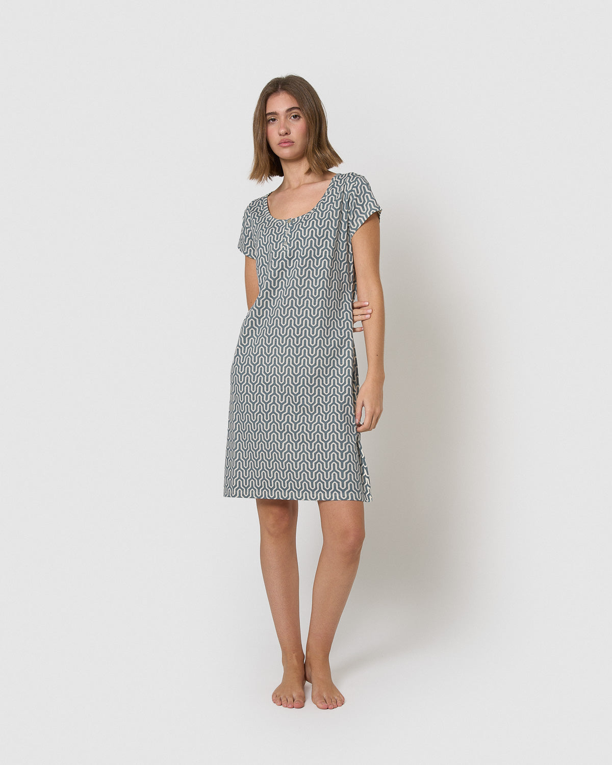 Vestido corto de algodón bustelo índigo