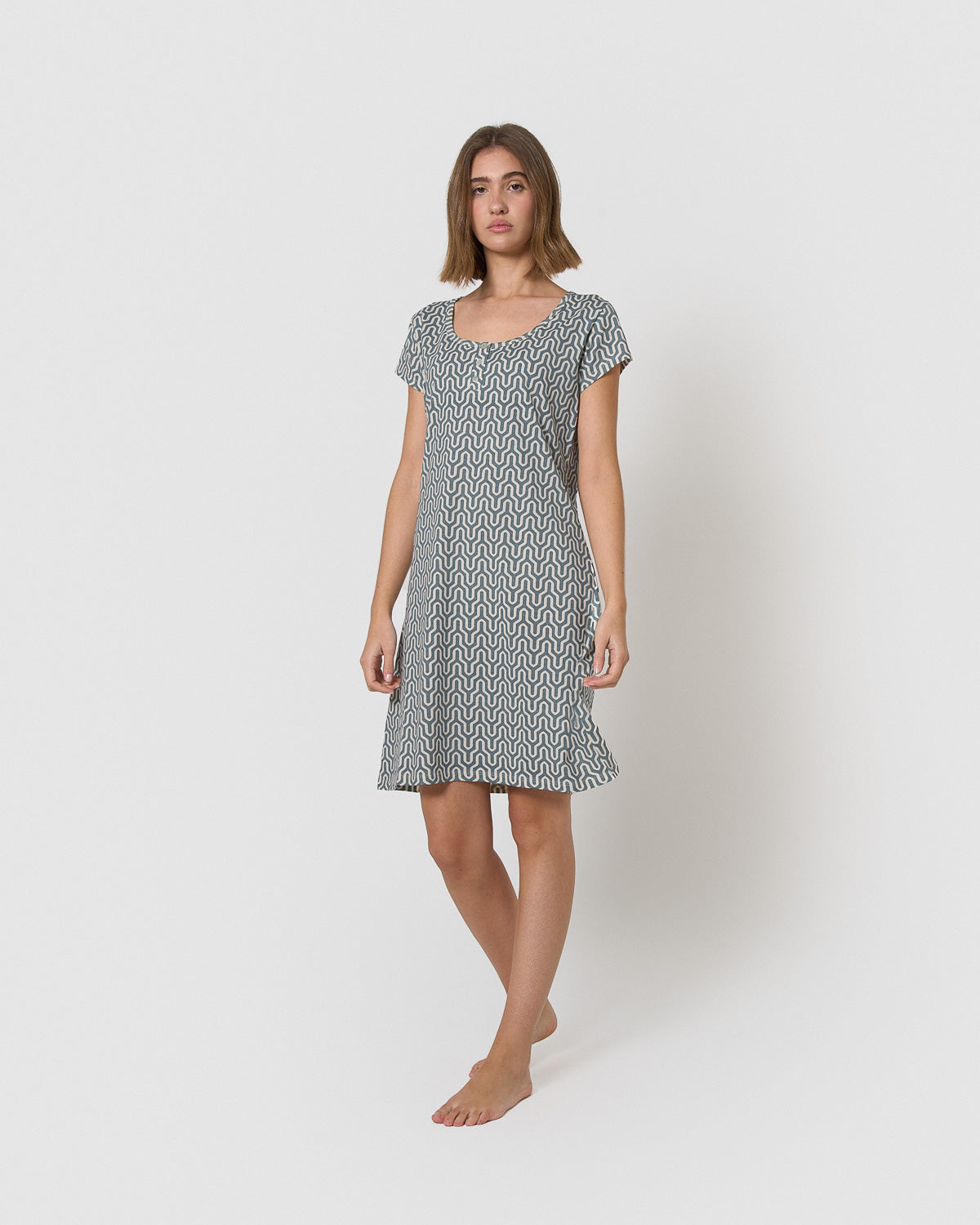 Vestido corto de algodón bustelo índigo
