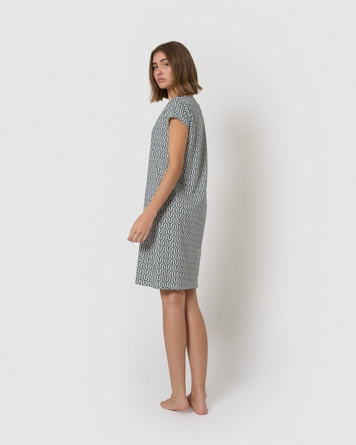 Vestido corto de algodón bustelo índigo