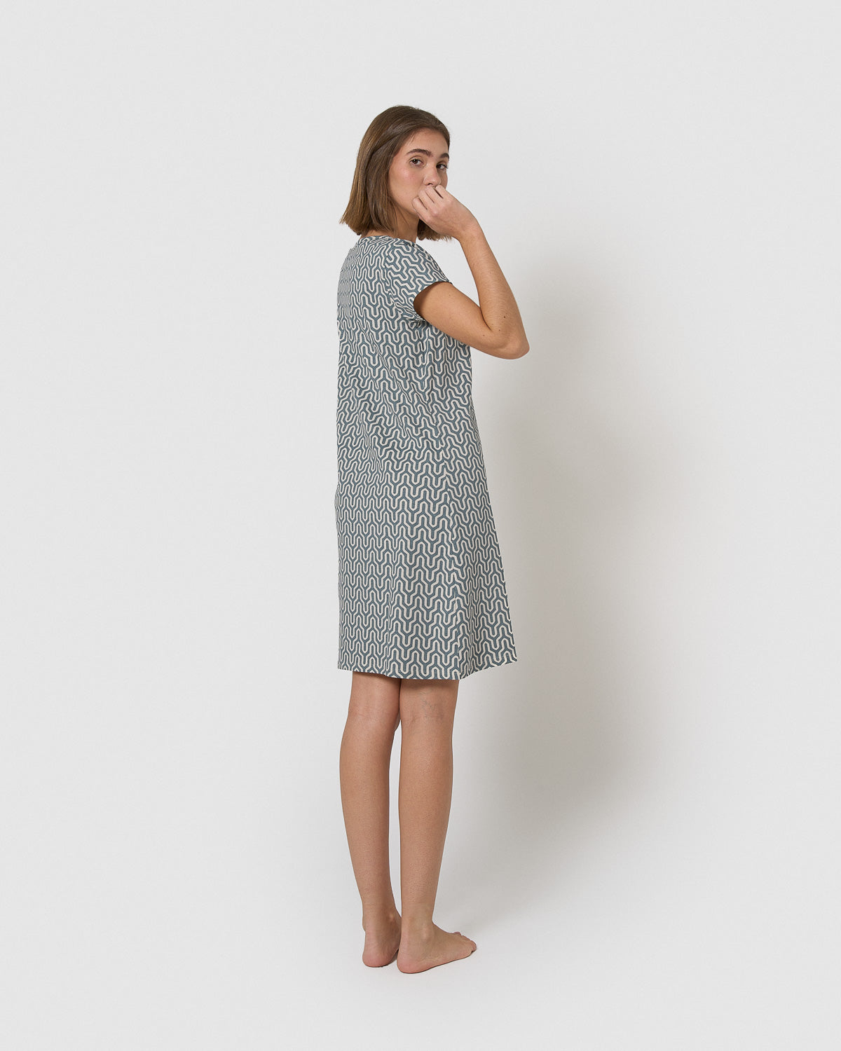 Vestido corto de algodón bustelo índigo