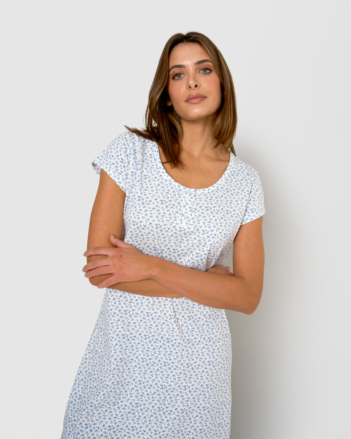 Vestido corto de algodón lilo índigo