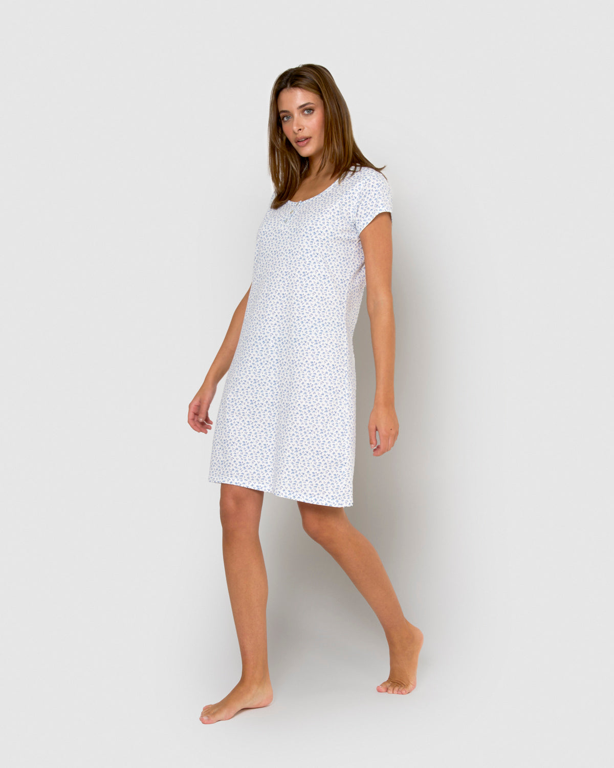 Vestido corto de algodón lilo índigo