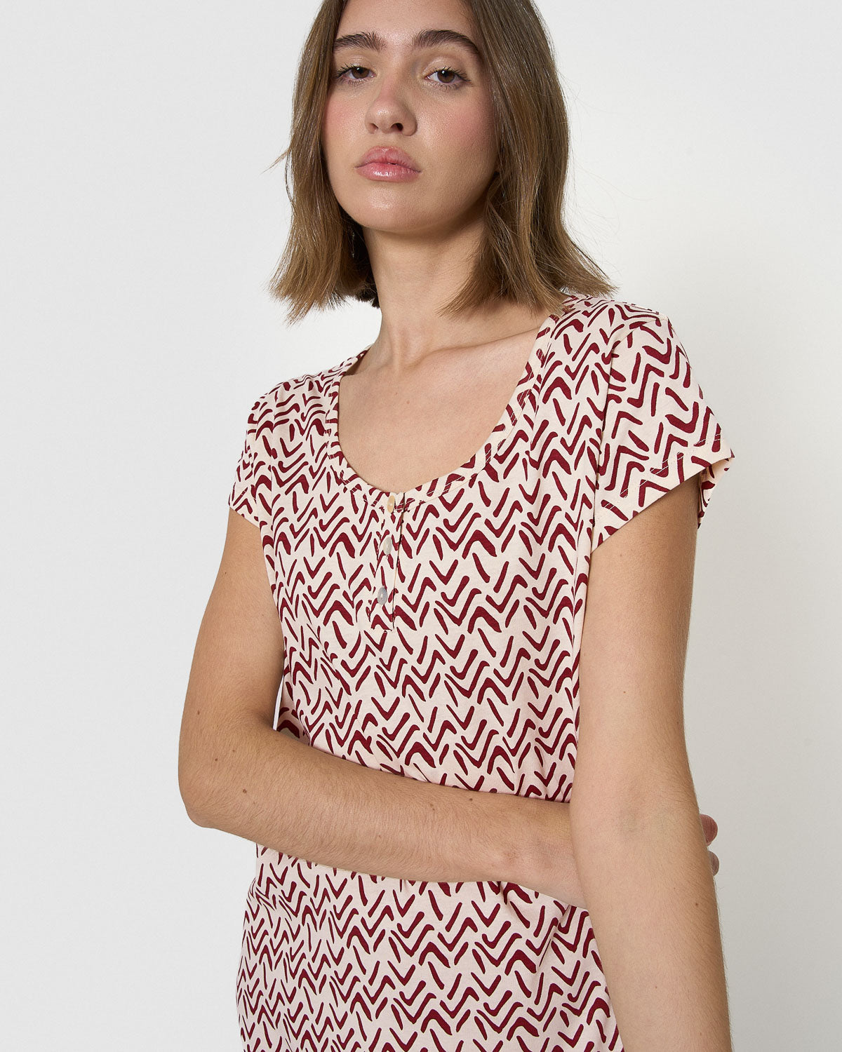 Vestido corto de algodón sheet teja