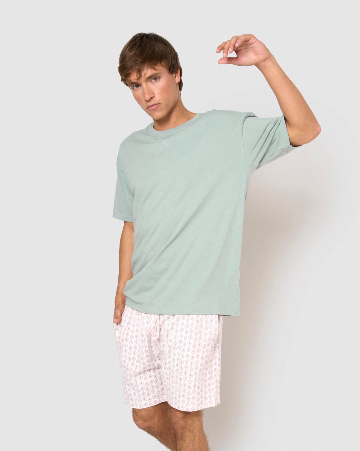 Pijama corto algodón febo agua marina