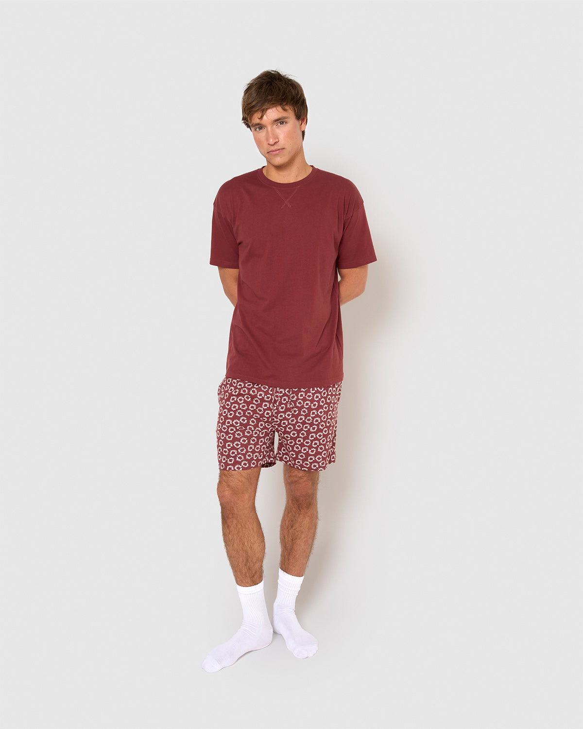 Pijama corto khaul burdeos