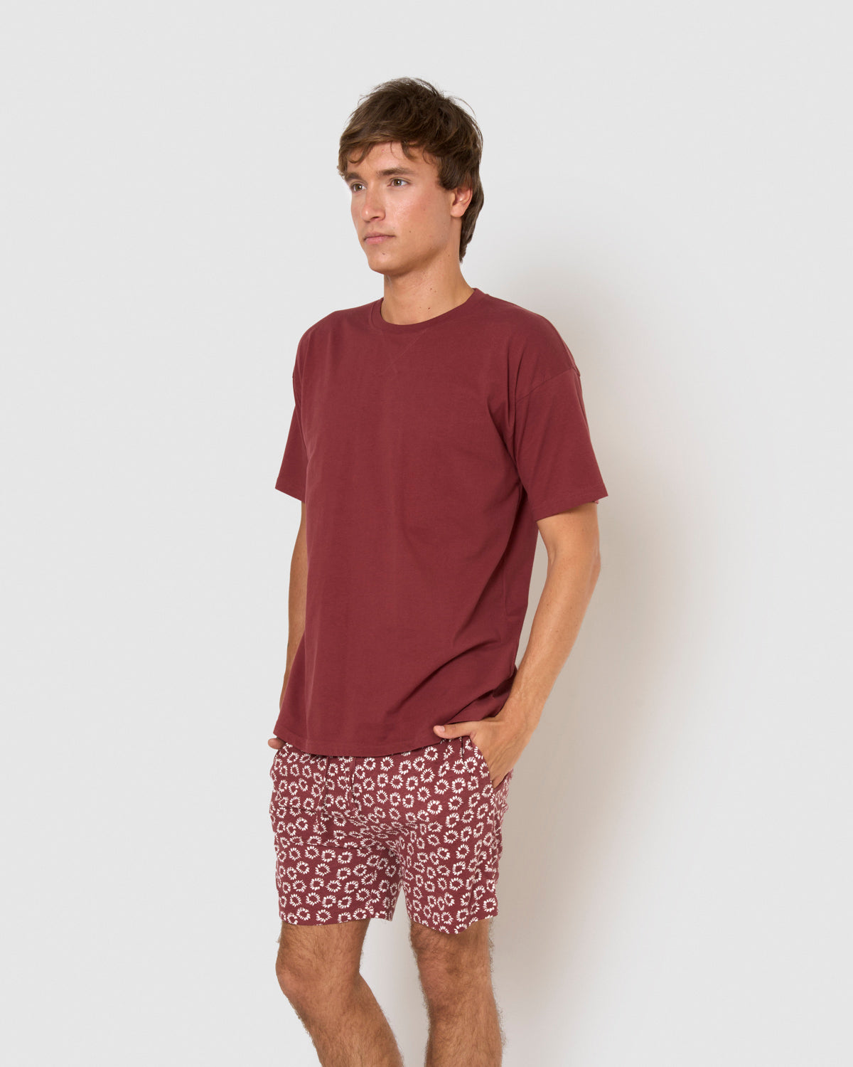 Pijama corto khaul burdeos