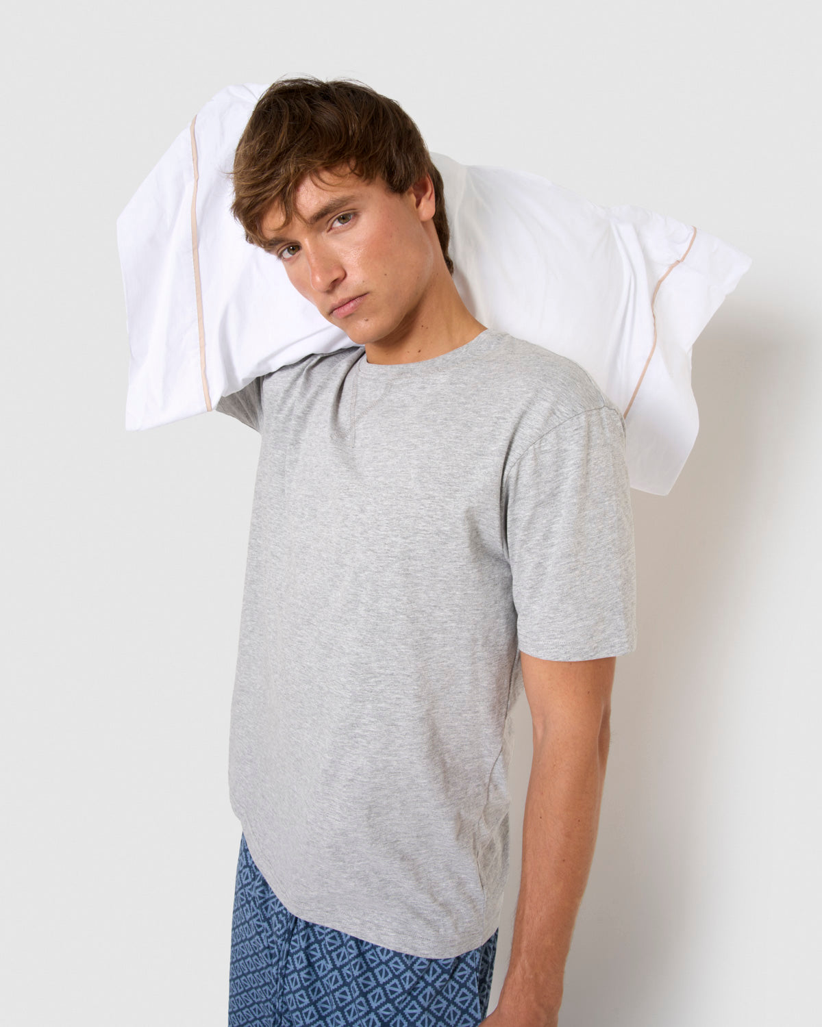 Pijama corto algodón moreno gris