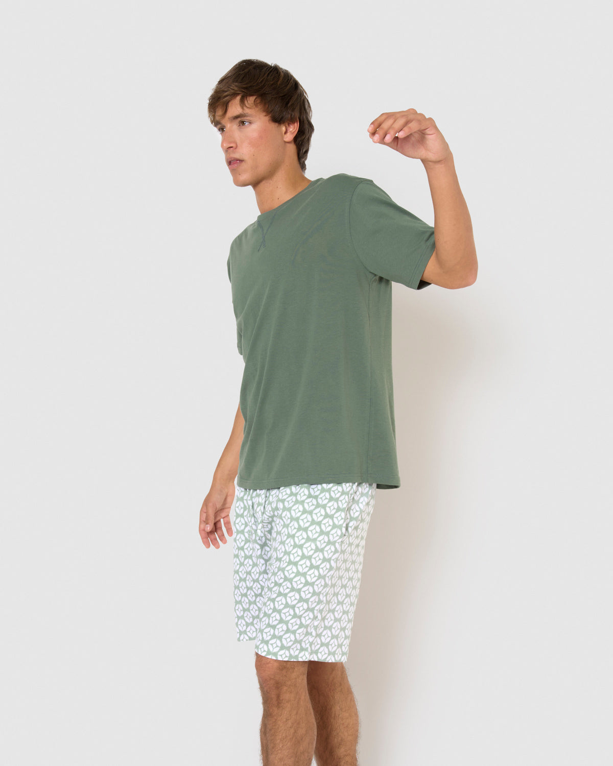 Pijama corto algodón fatuo verde