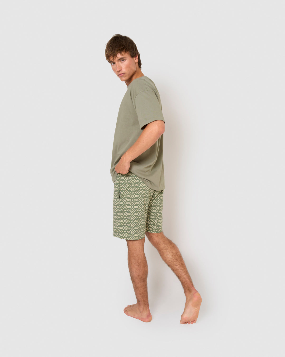 Pijama corto algodón rubio verde