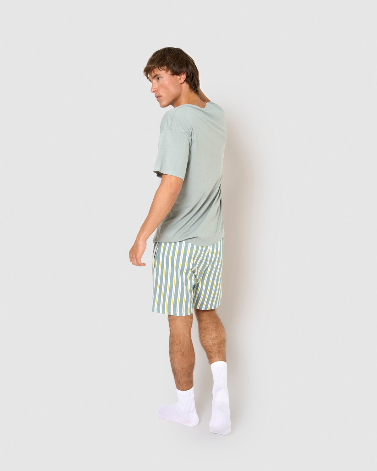 Pijama corto algodón raya schon verde azulado