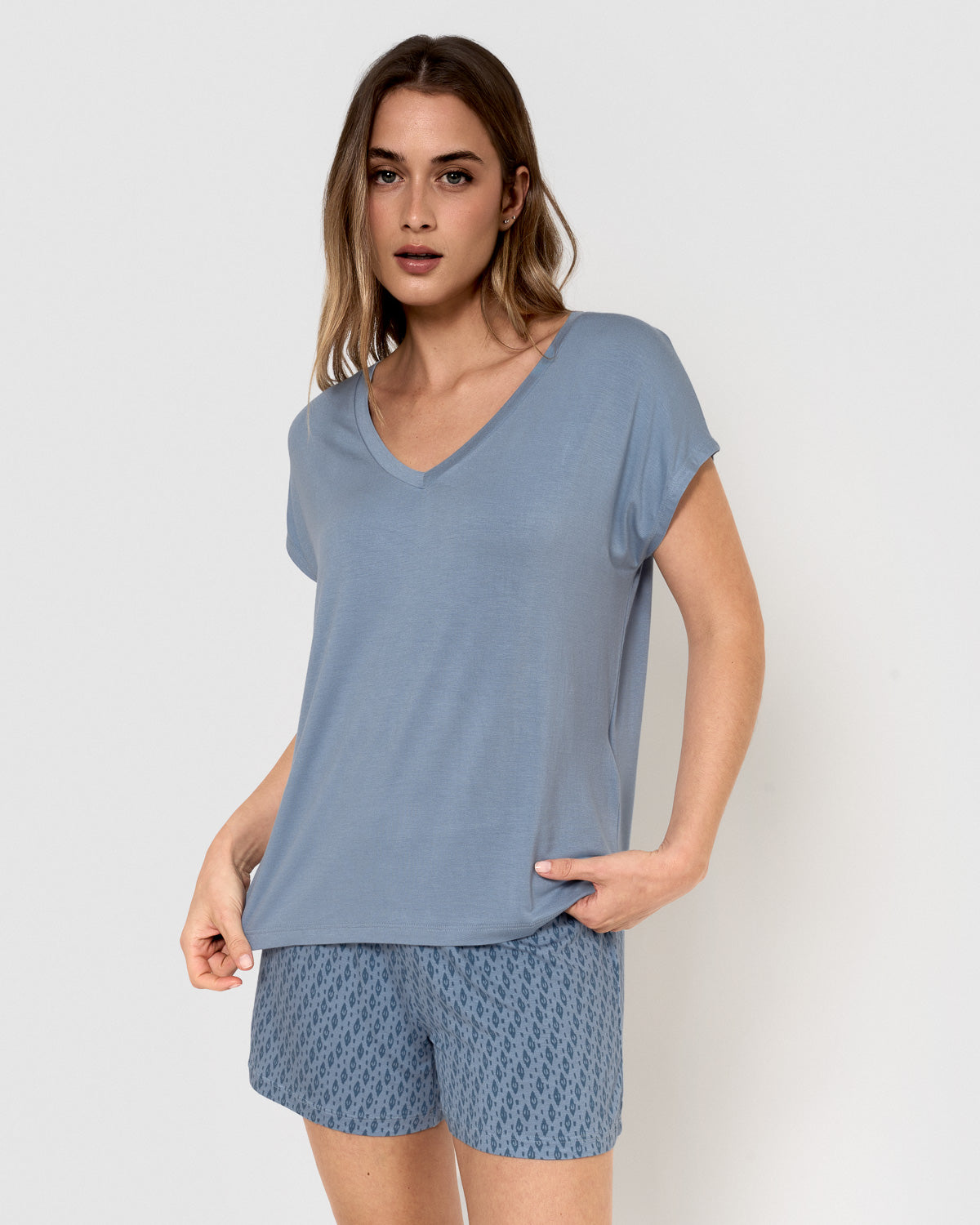 Pijama corto viscosa nerdana índigo