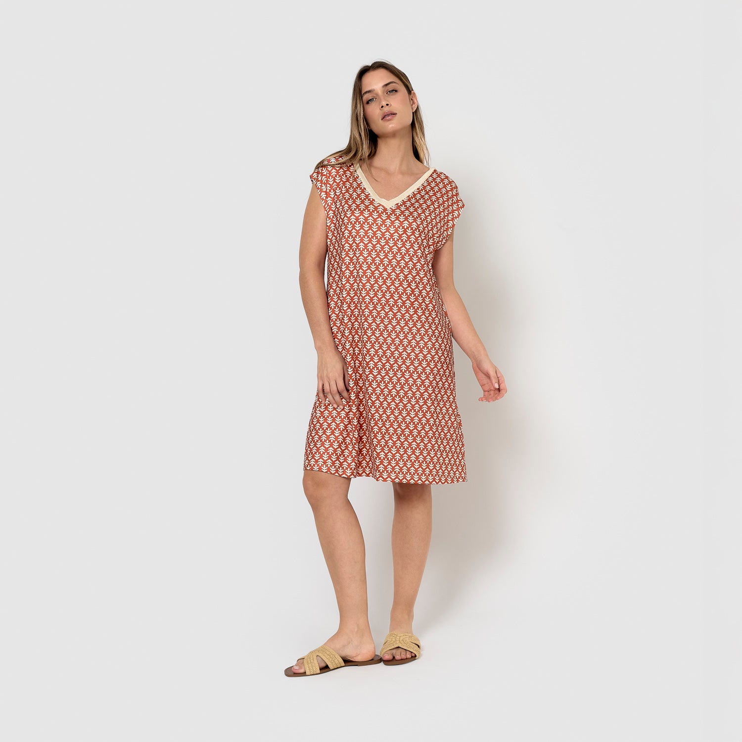 Vestido corto soft raga teja