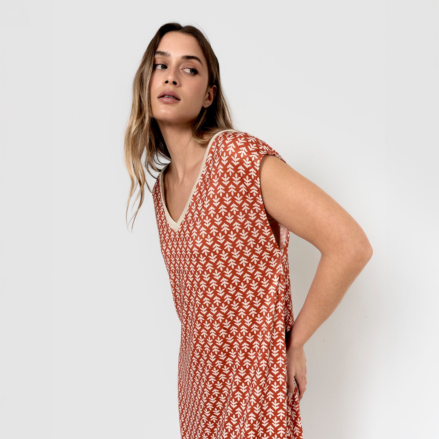 Vestido corto soft raga teja